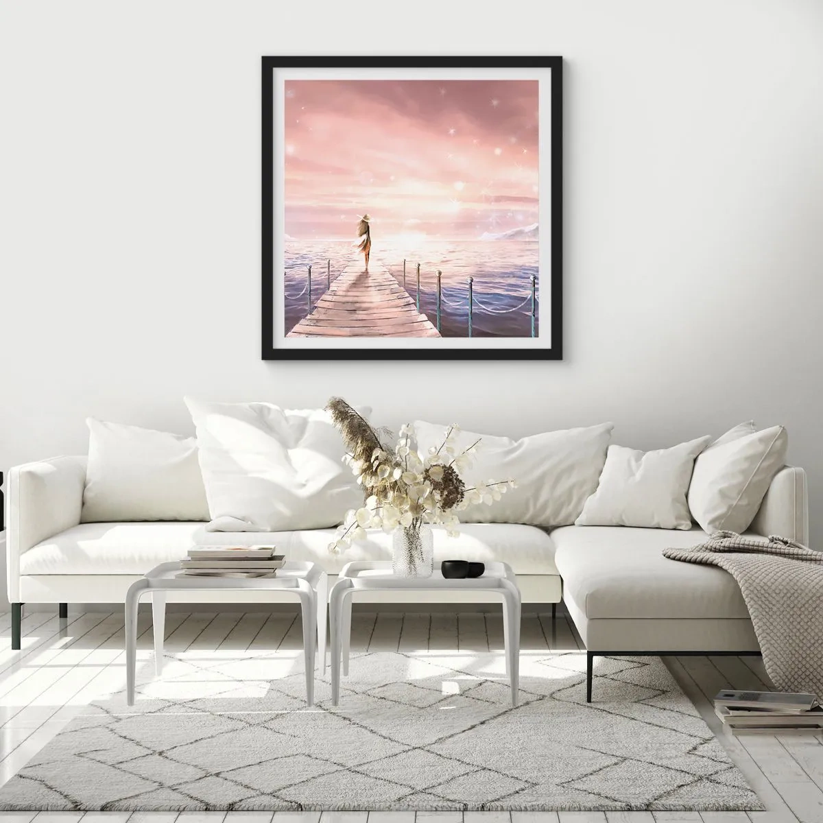 Plakat i sort ramme - I lyset af en drøm - 50x50 cm