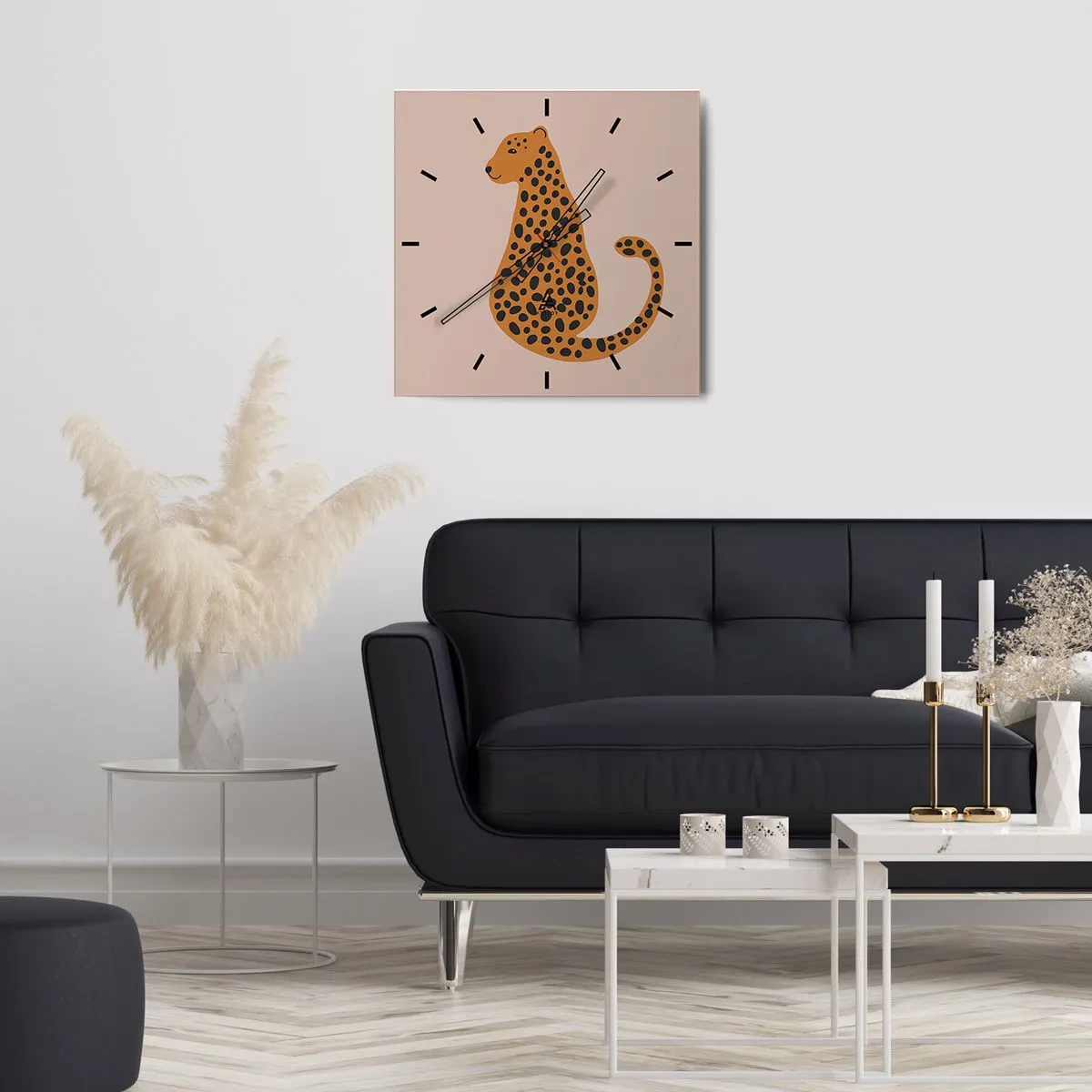 Vægur, Uret - Leopardprint er et moderigtigt mønster - 30x30 cm
