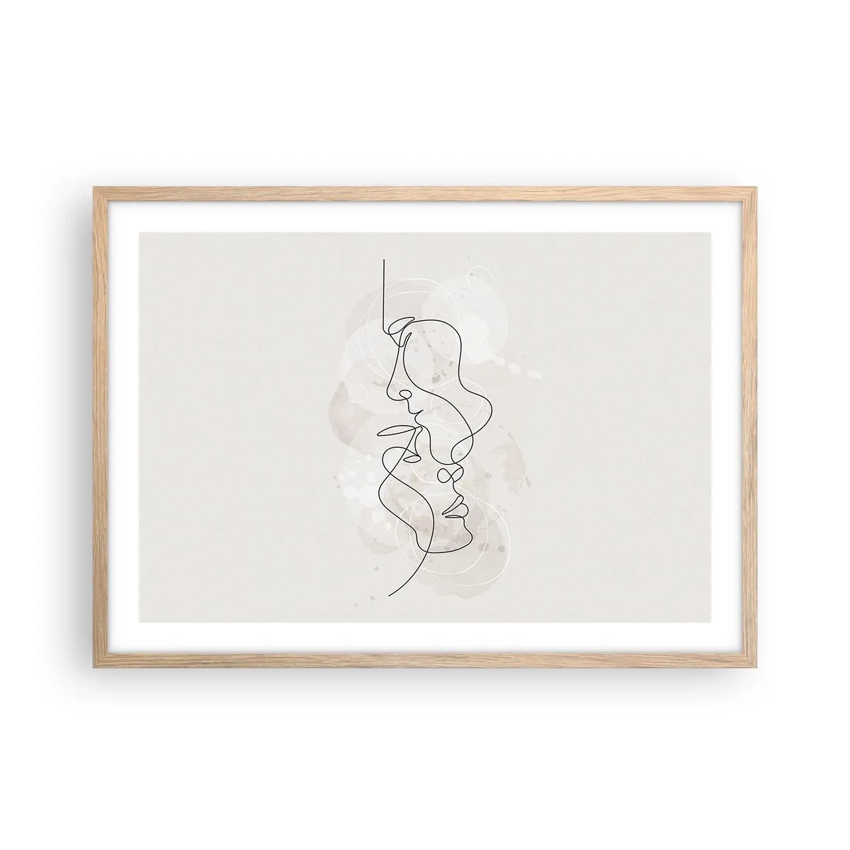 Plakat i ramme af lyst egetræ - Omfavnet i en omfavnelse - 70x50 cm