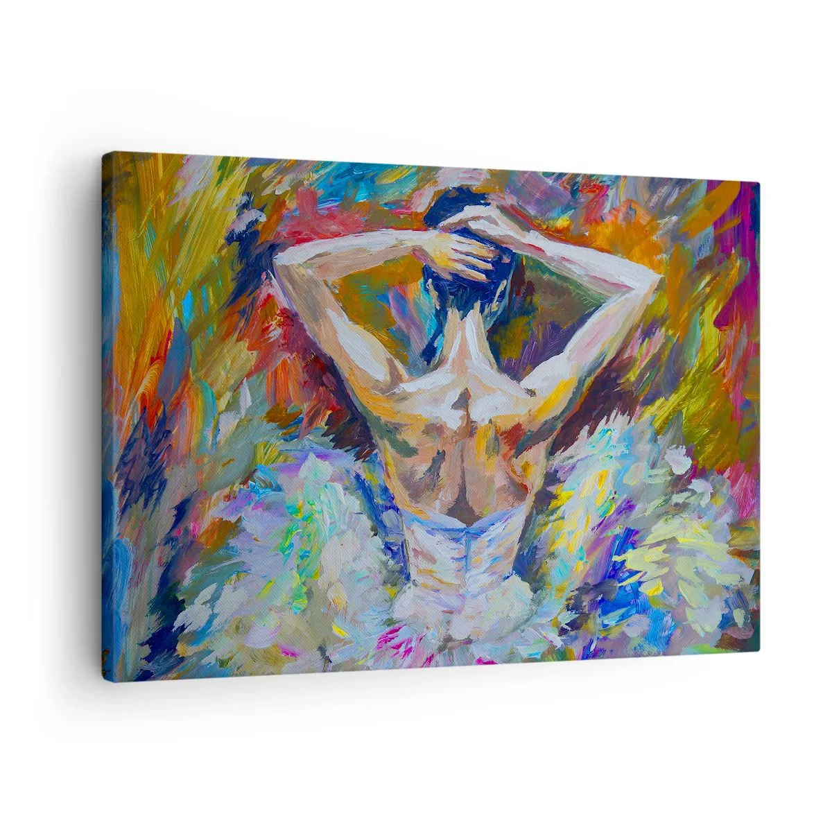 Lærredstryk - Billede på lærred - En ballerina i dynamiske farver og malerisk udtryk - 70x50cm - Det kan være hvad som helst - Moderne vægdekoration til stue og soveværelse ARTTOR