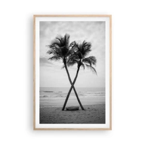 Plakat i ramme af lyst egetræ - Ømt nærvær - 61x91 cm