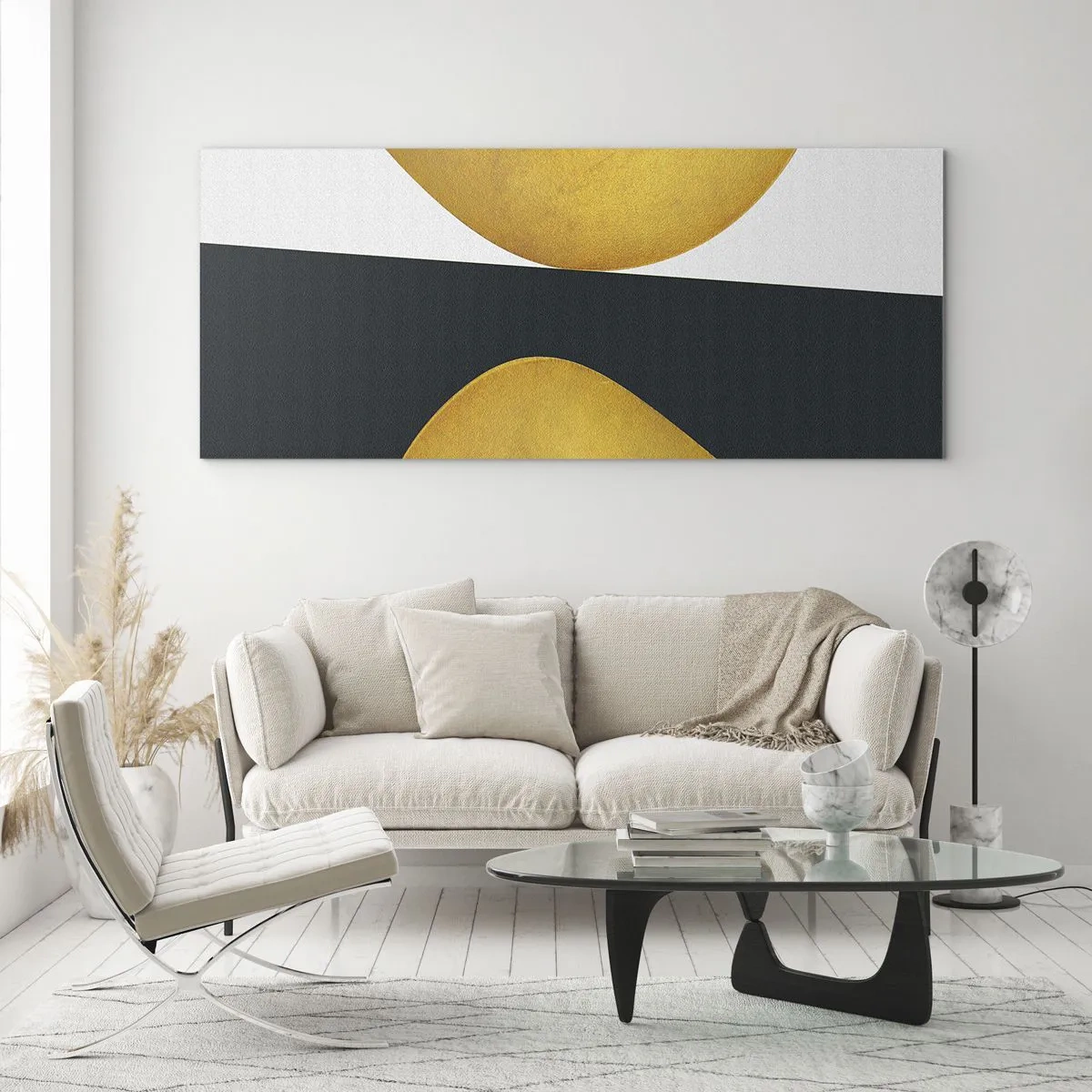 Billede på glas - Først: guld - 100x40 cm