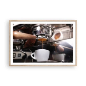 Plakat i ramme af lyst egetræ - Et godt øjeblik på dagen - 91x61 cm