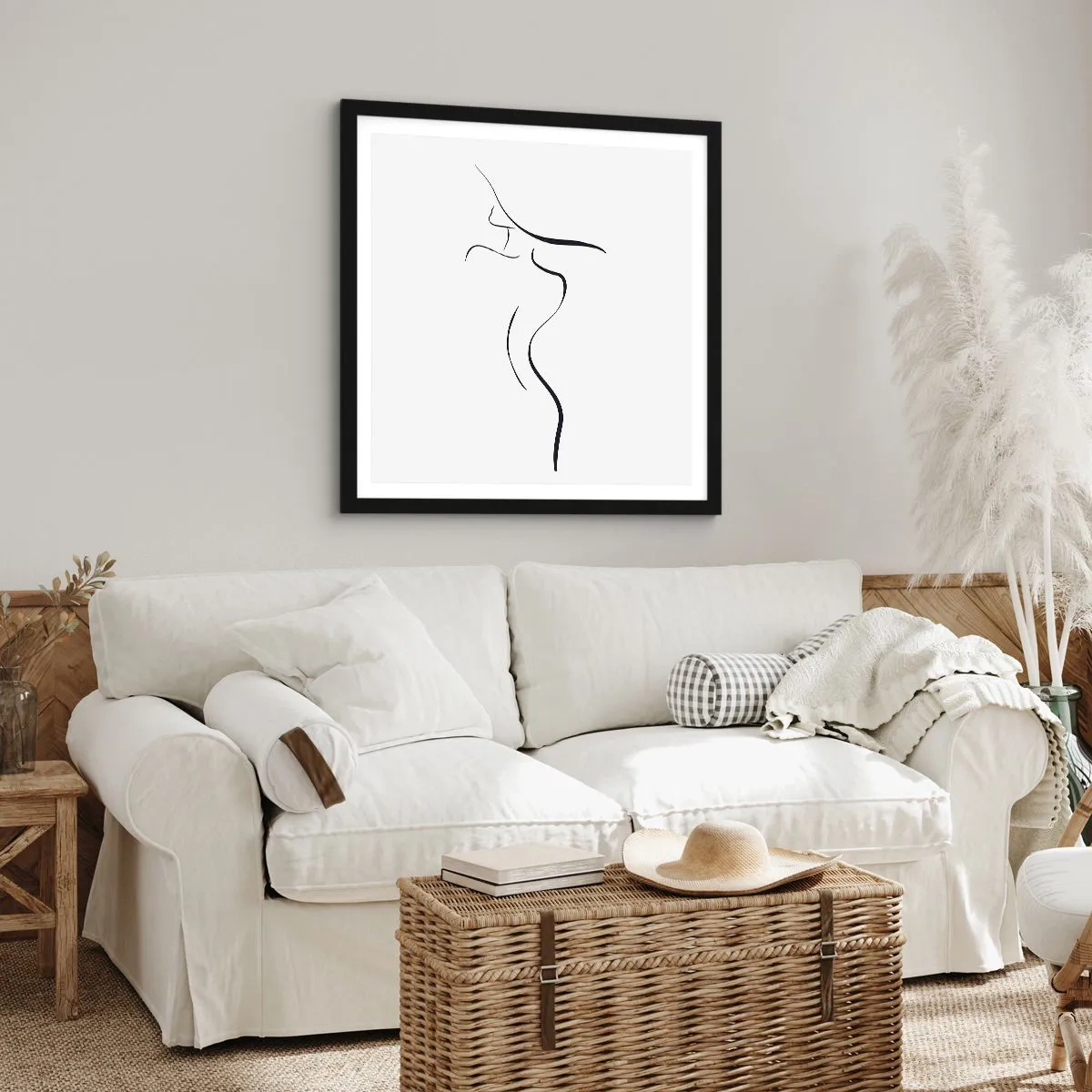 Plakat i sort ramme - Flygtig som en bølge - 40x40 cm