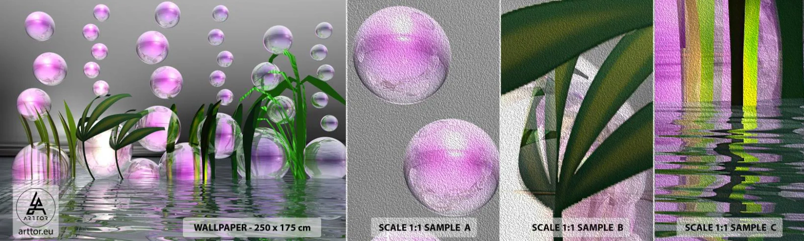 Prøve Fototapet Premium Sand - En reflekterende komposition af lethed og liv - Abstraktion, Grafik, 3D - 100x30 cm