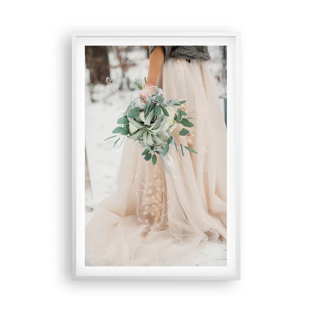 Plakat i hvid ramme - Og de levede lykkeligt til deres dages ende - 61x91 cm