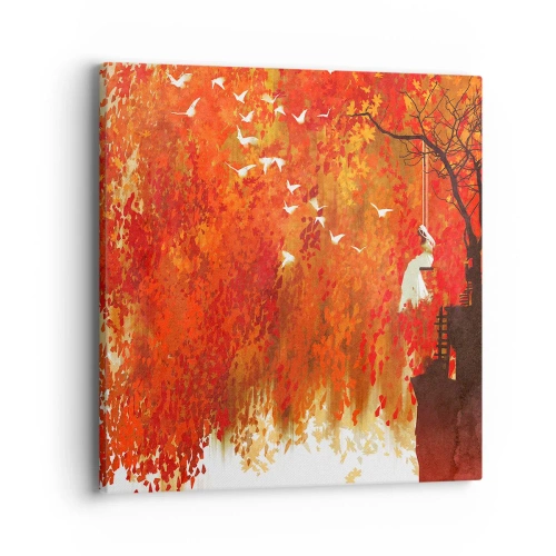 Lærredstryk - Billede på lærred - Vil han flyve med dem? - 40x40 cm