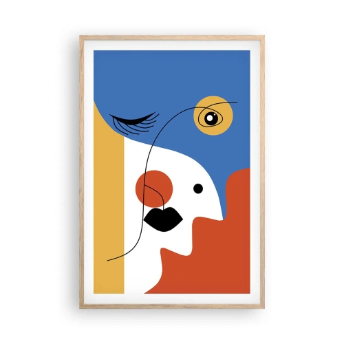 Plakat i ramme af lyst egetræ - Dekonstrueret portræt - 61x91 cm