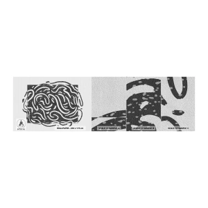 Prøve Fototapet Premium Sand - Abstraktion: en dans af glæde - Boho, Sort og hvid, Minimalisme - 100x30 cm