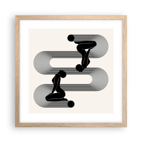 Plakat i ramme af lyst egetræ - Sensuel symmetri - 40x40 cm