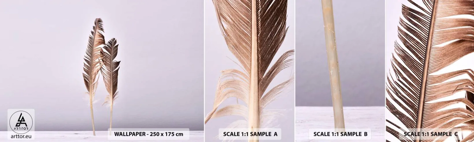 Prøve Fototapet Selvklæbende Deluxe Sticker - Mod intetheden - Fuglefjer, Stykke, Grafik - 100x30 cm