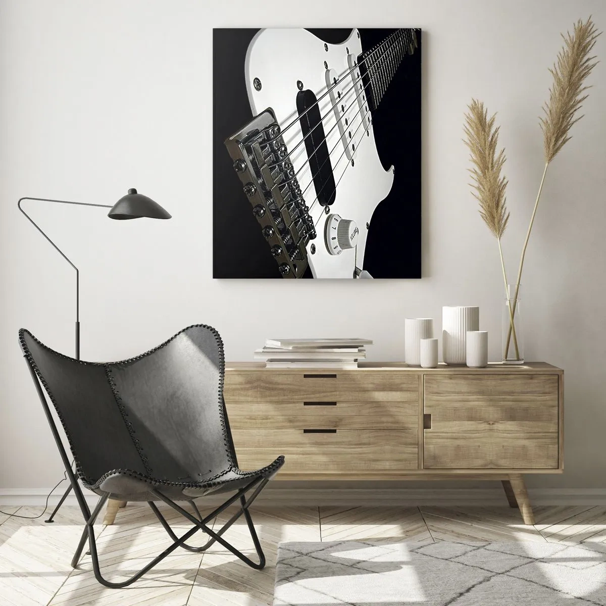 Billede på glas - Lyd skjult i hvidt - 70x100 cm