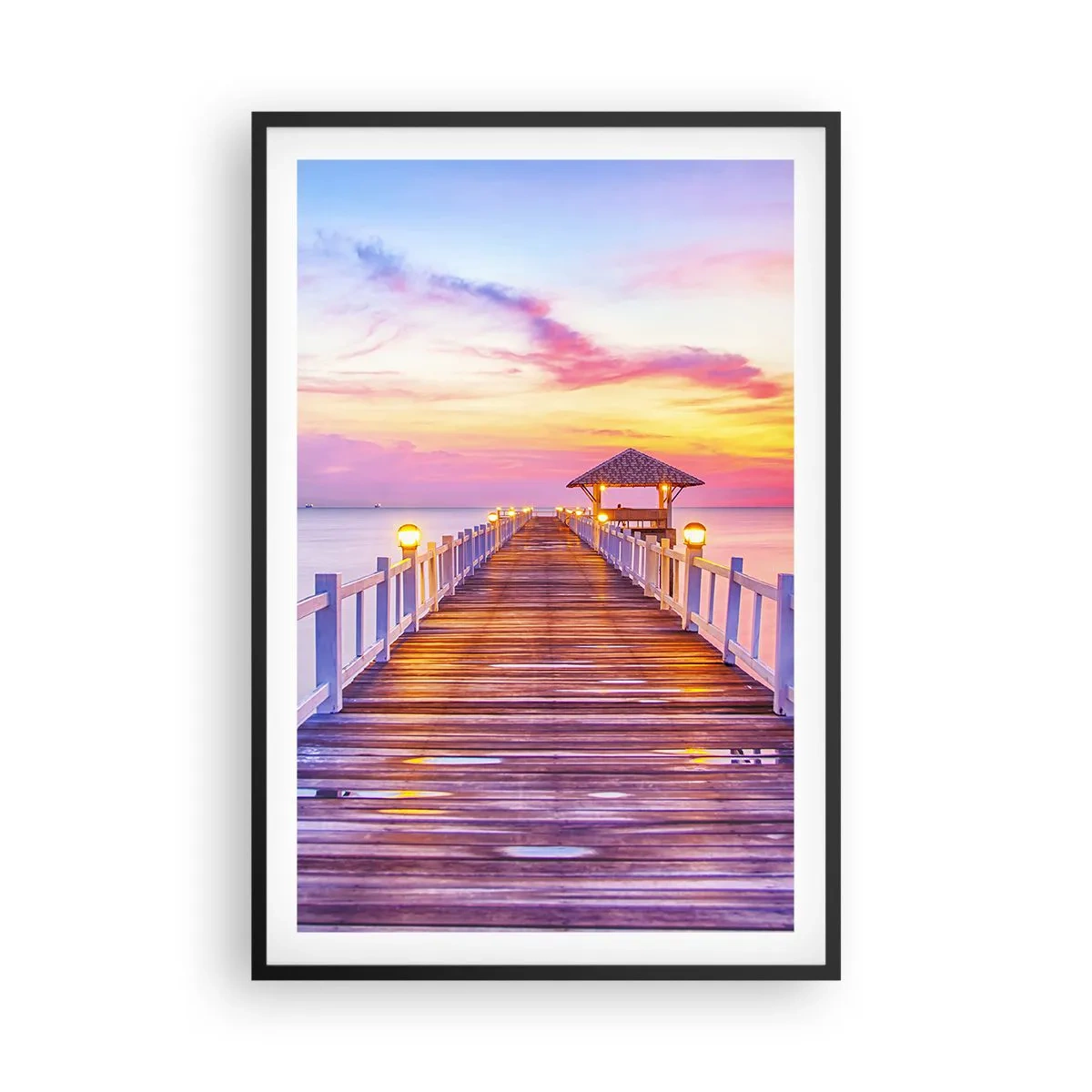 Plakat i sort ramme - Lilagylden stilhed om aftenen - 61x91 cm