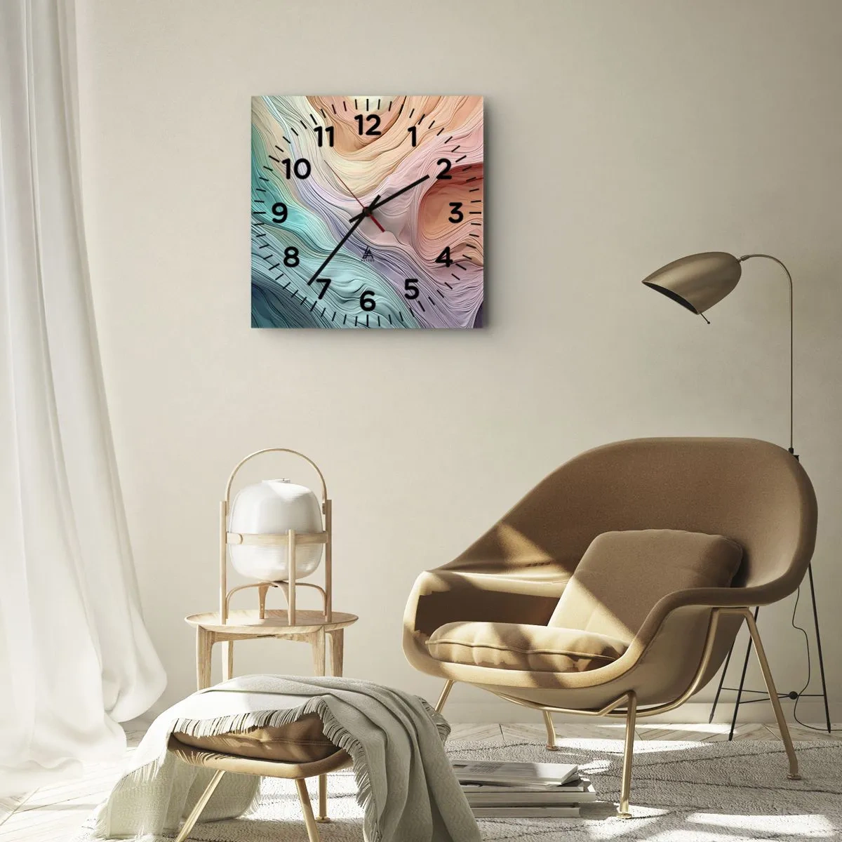 Vægur, Uret - Regnbuebølge - 40x40 cm