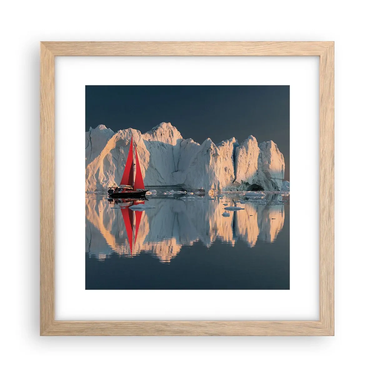 Plakat i ramme af lyst egetræ - På kanten af verden - 30x30 cm