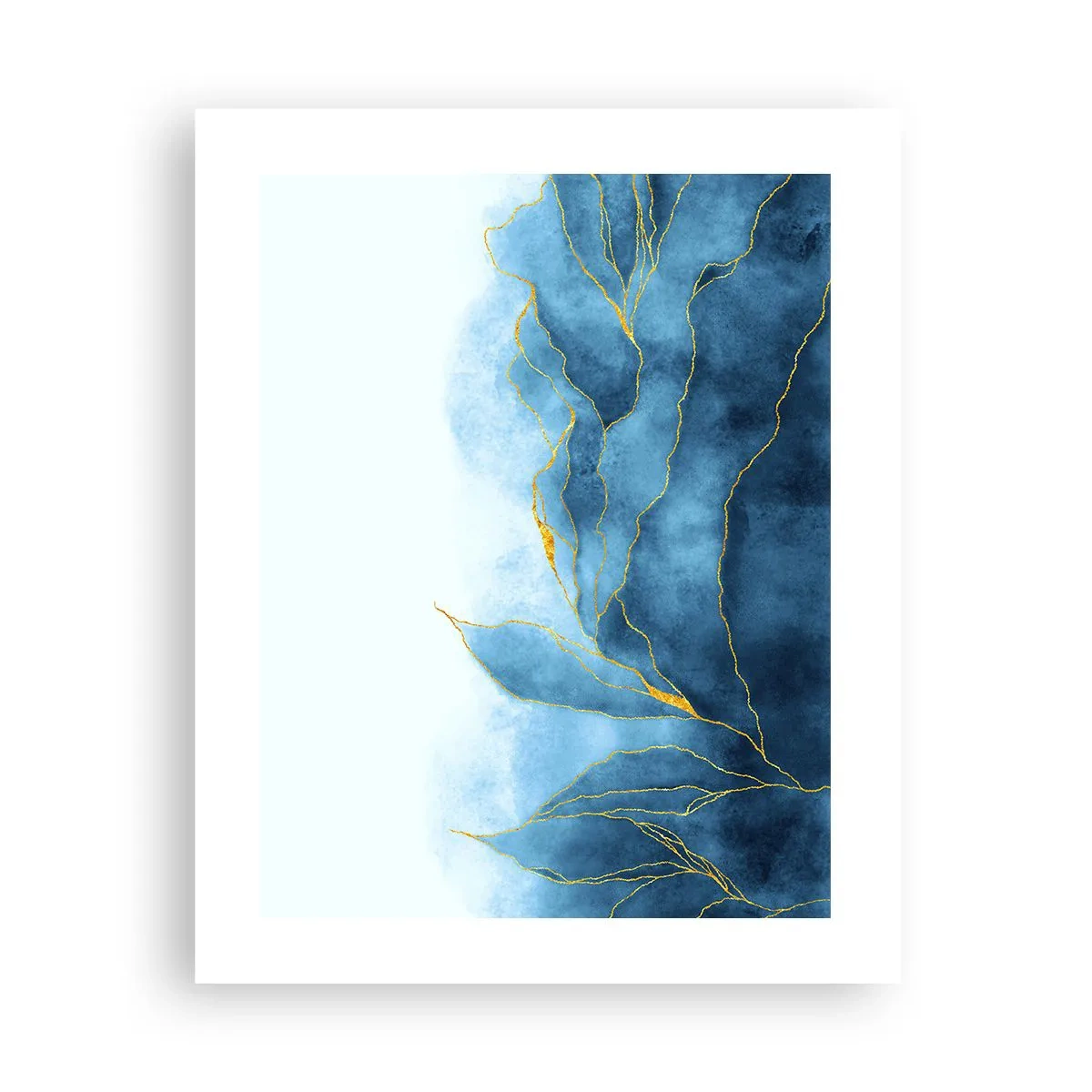 Plakat - Blå i guld - 40x50 cm