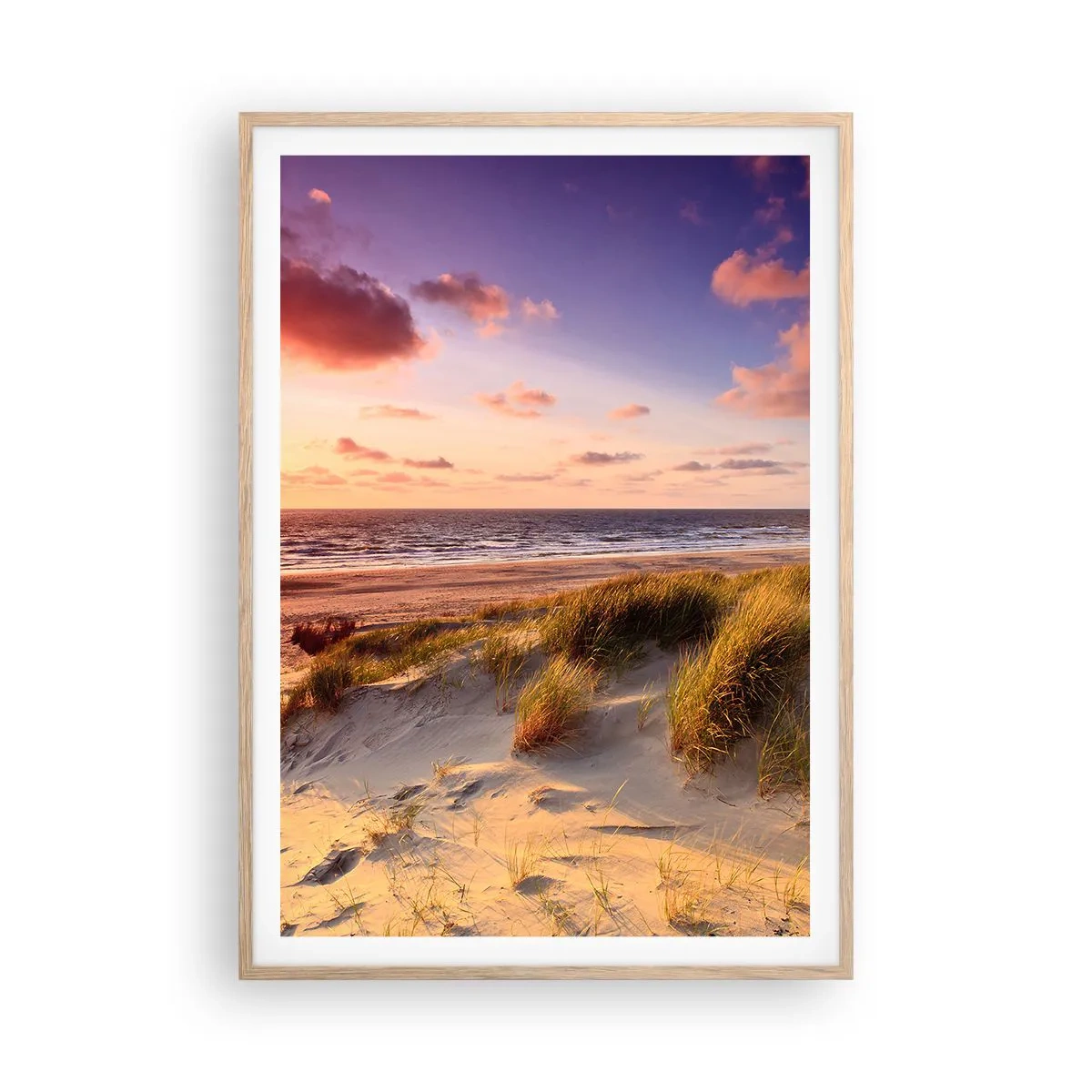 Plakat i ramme af lyst egetræ - Luften dufter allerede af sommer - 70x100 cm