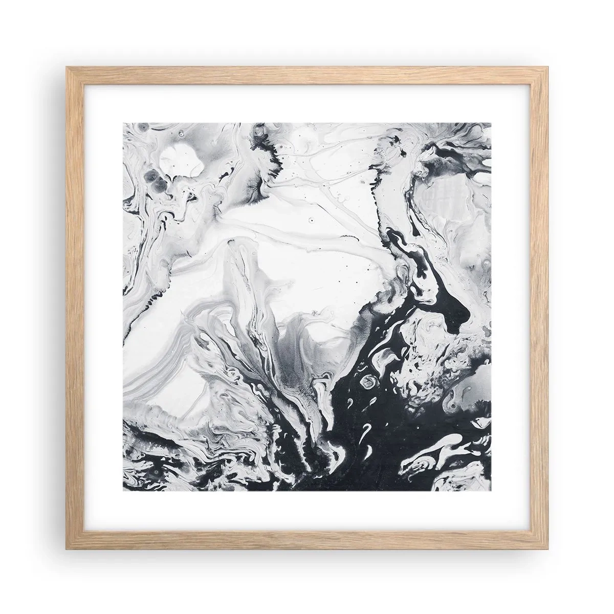 Plakat i ramme af lyst egetræ - Jordens indre - 40x40 cm