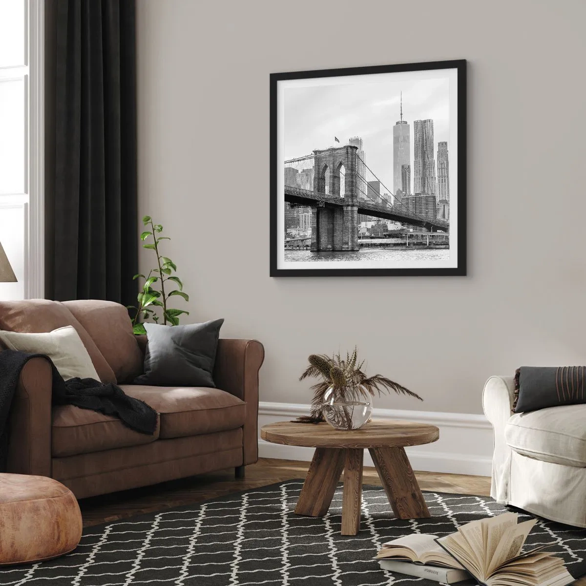 Plakat i sort ramme - New York stemning - 50x50 cm