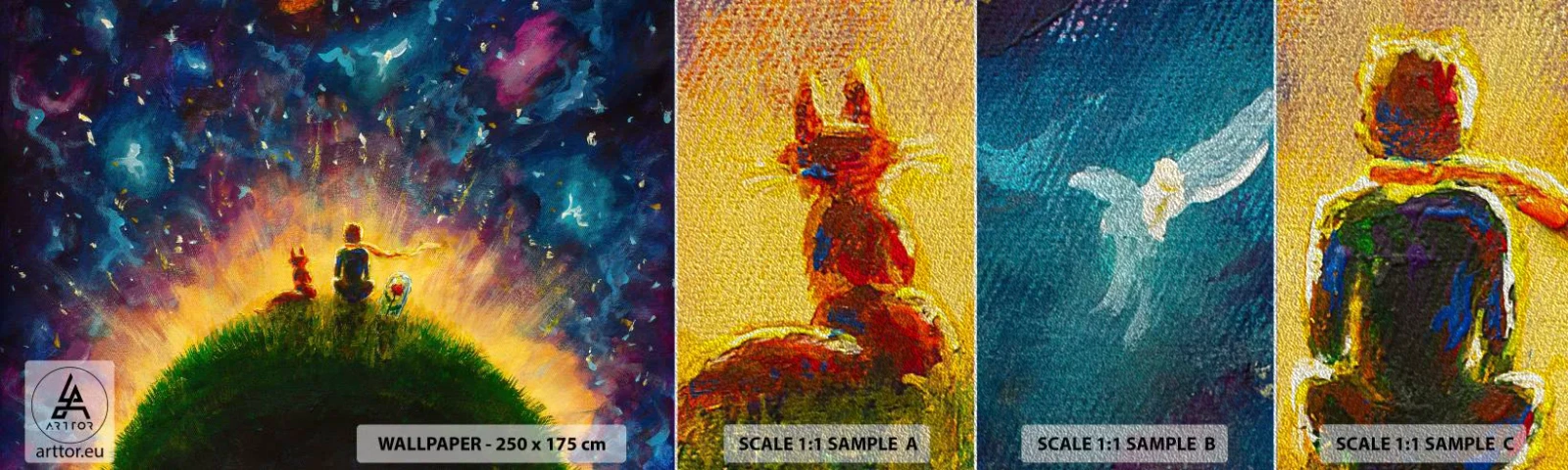 Prøve Fototapet Premium Sand - Kærlighed og venskab - hele verden - For børn, Venskab, Abstraktion - 100x30 cm