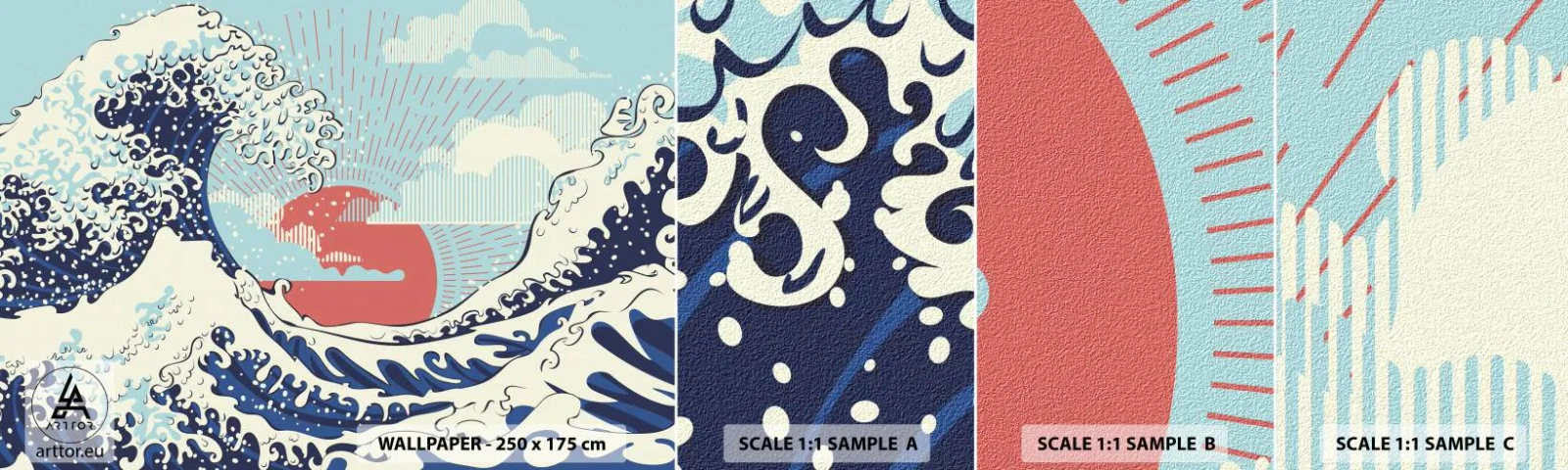 Fototapet Prøve Standard Eco - Fra japanske inspirationer - Abstraktion, Havbølge, Hav - 100x30 cm