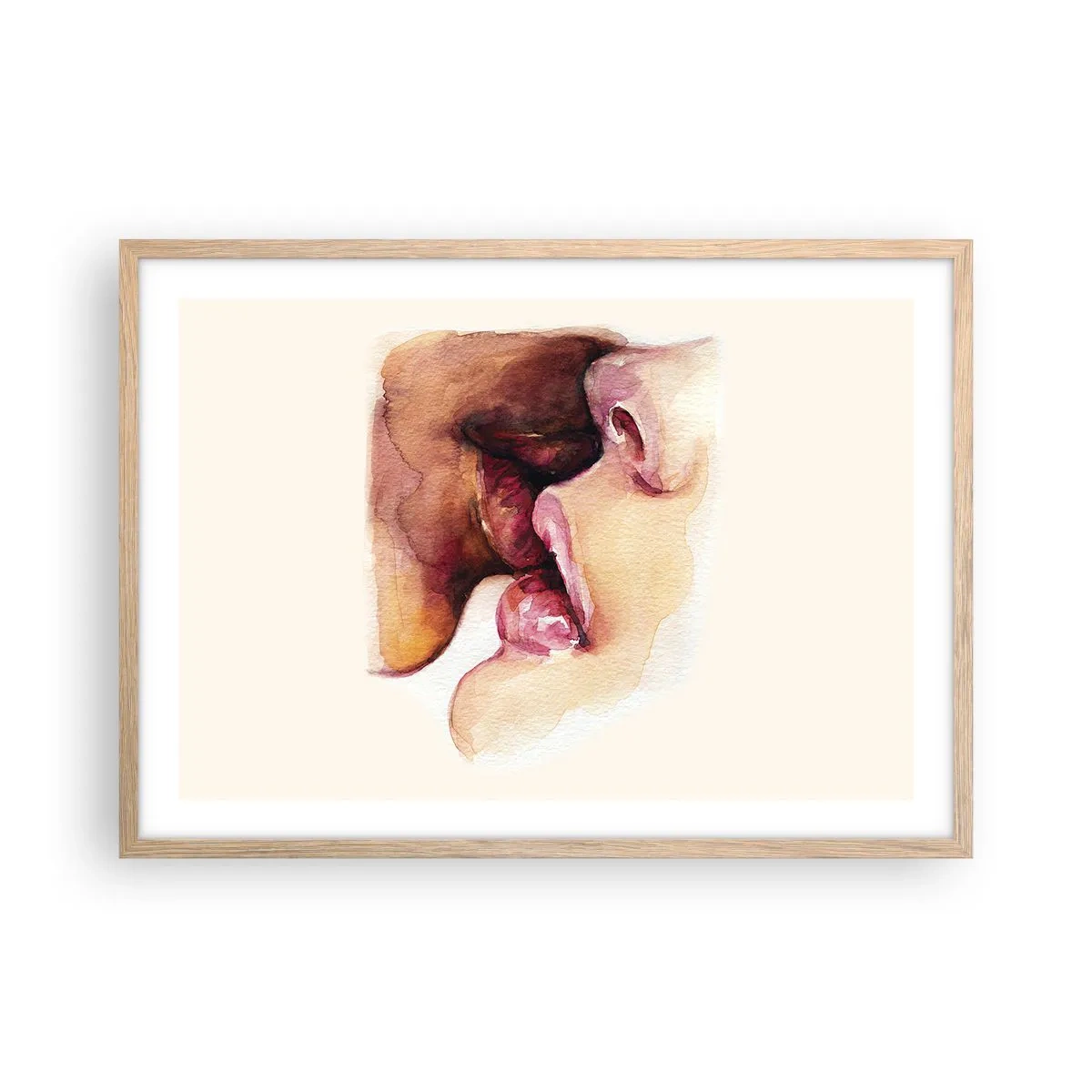 Plakat i ramme af lyst egetræ - Som nat og dag, jord og himmel - 70x50 cm