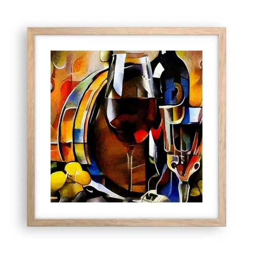 Plakat i ramme af lyst egetræ - Og verden bliver mere farverig - 40x40 cm