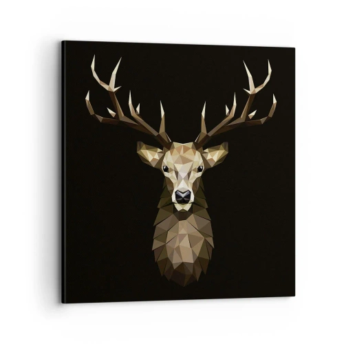 Lærredstryk - Billede på lærred - Kubistisk hjort - 70x70 cm