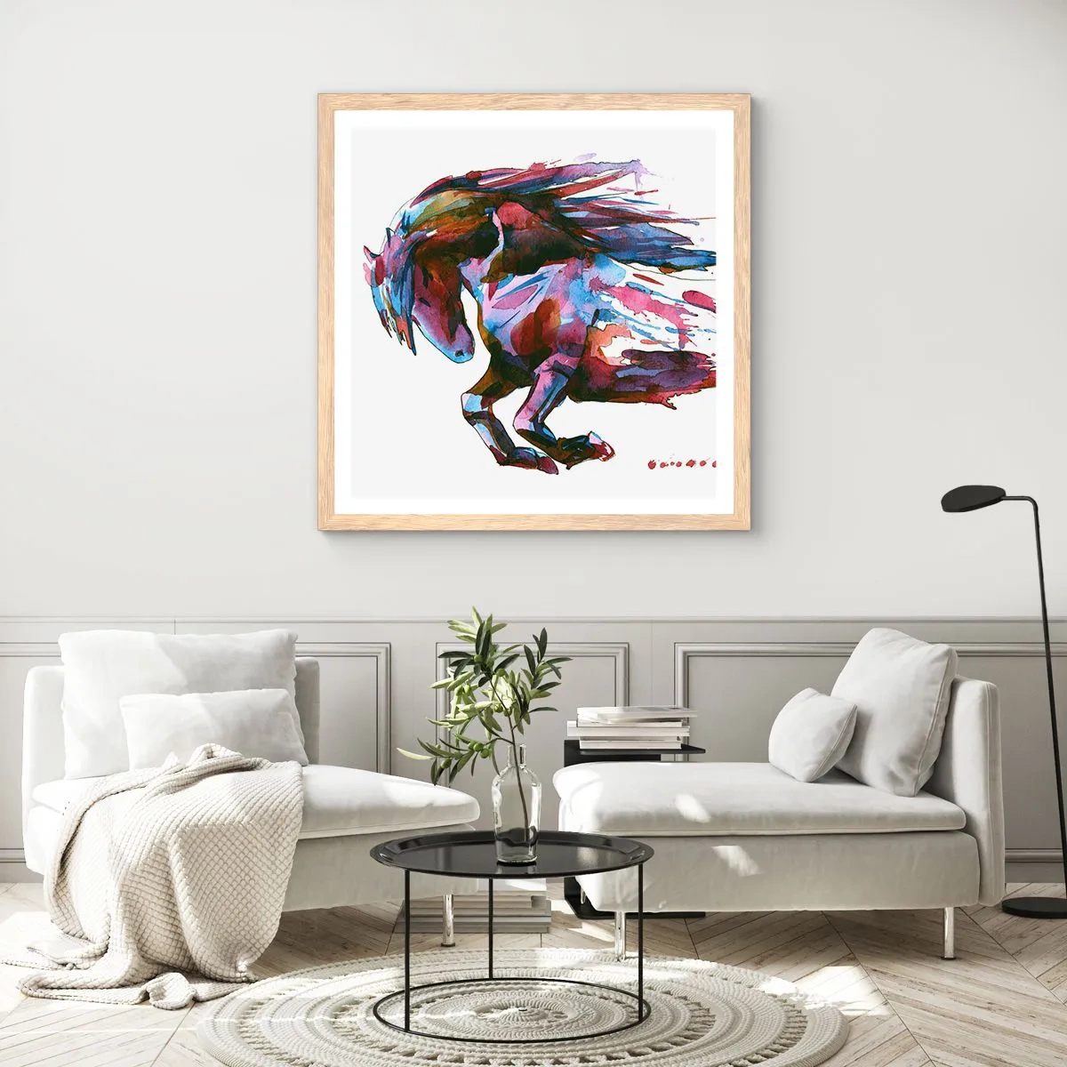 Plakat i ramme af lyst egetræ - I henrykkelse - 40x40 cm
