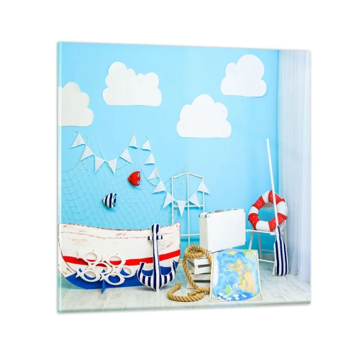 Billede på glas - Et barns længsel efter eventyr - 30x30 cm