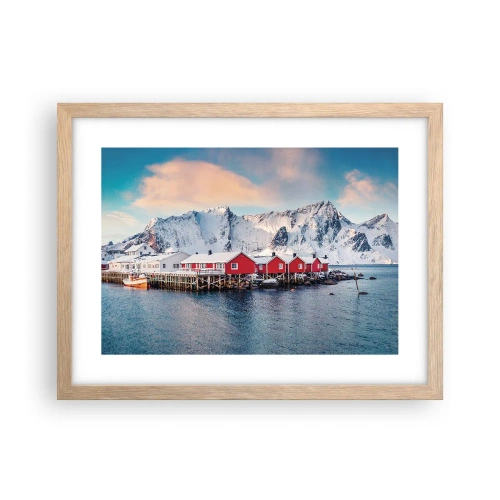 Plakat i ramme af lyst egetræ - Nordlig tilbagetrækning - 40x30 cm