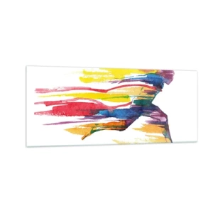 Billede på glas - Løb over regnbuen - 100x40 cm