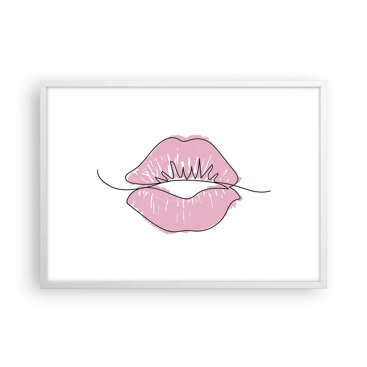 Plakat i hvid ramme - Klar til at kysse? - 70x50 cm