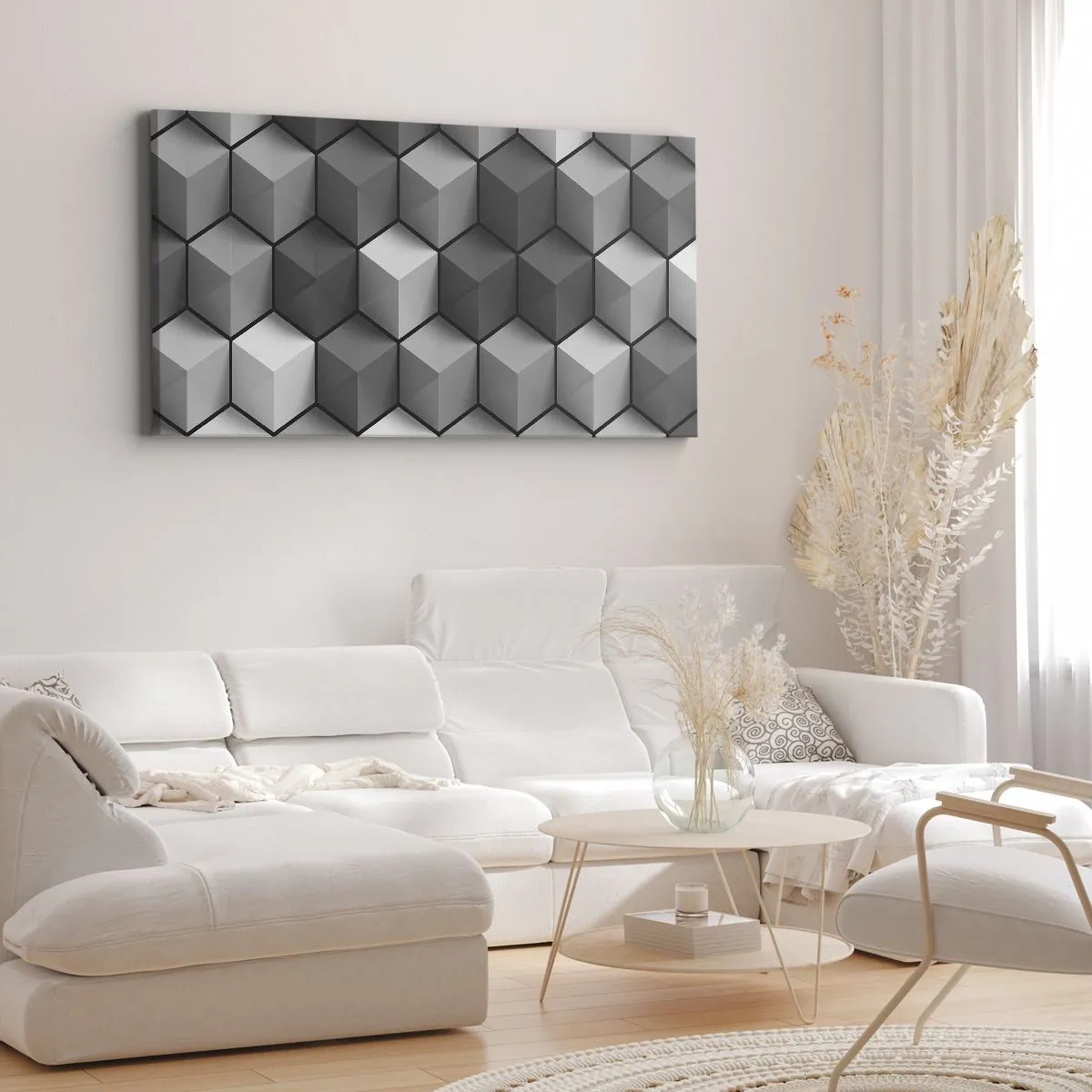 Lærredstryk - Billede på lærred - Kubistisk puslespil - 100x40 cm