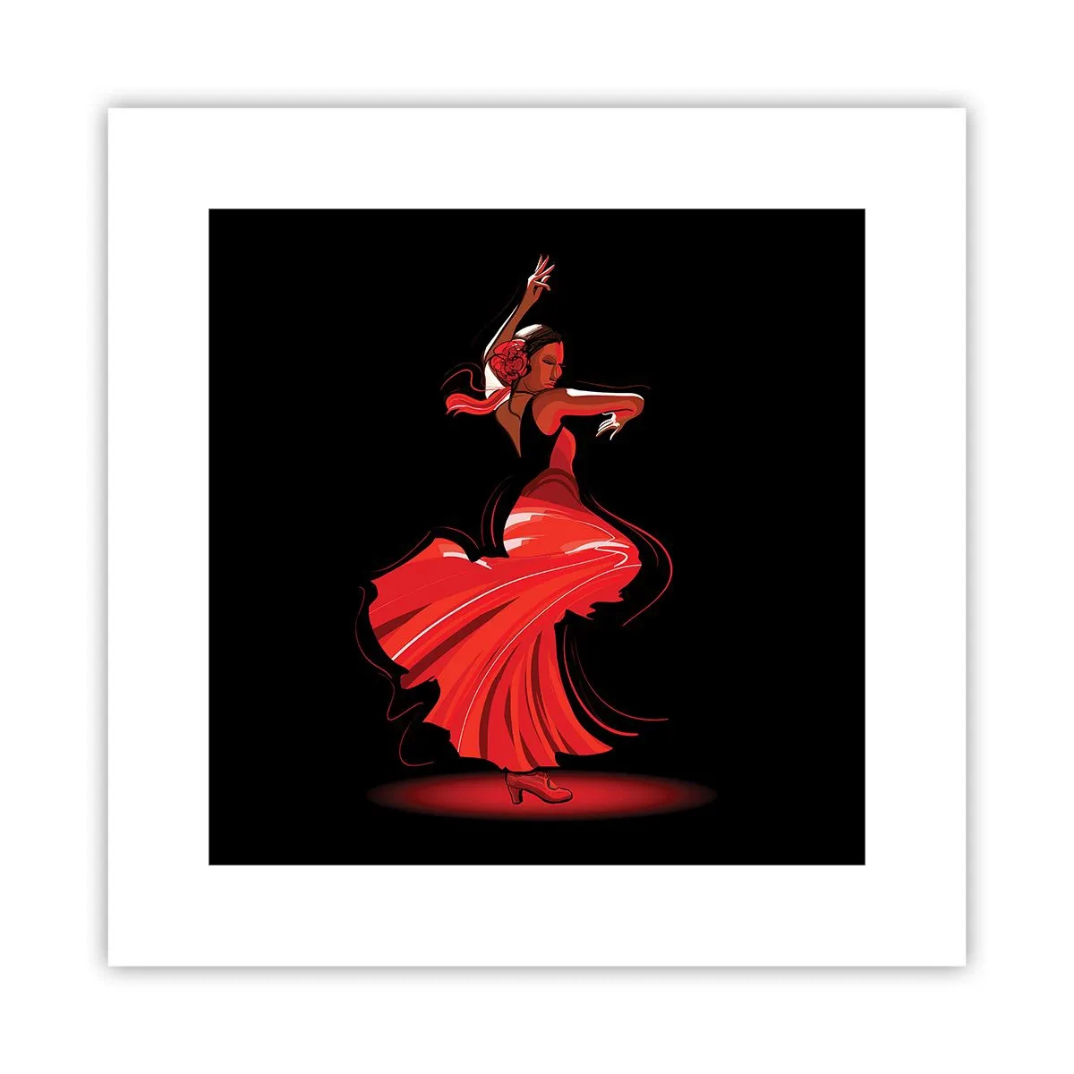 Plakat - Flamencoens brændende ånd - 30x30 cm