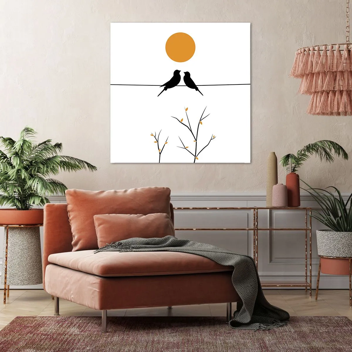 Lærredstryk - Billede på lærred - Nattergal - 70x70 cm