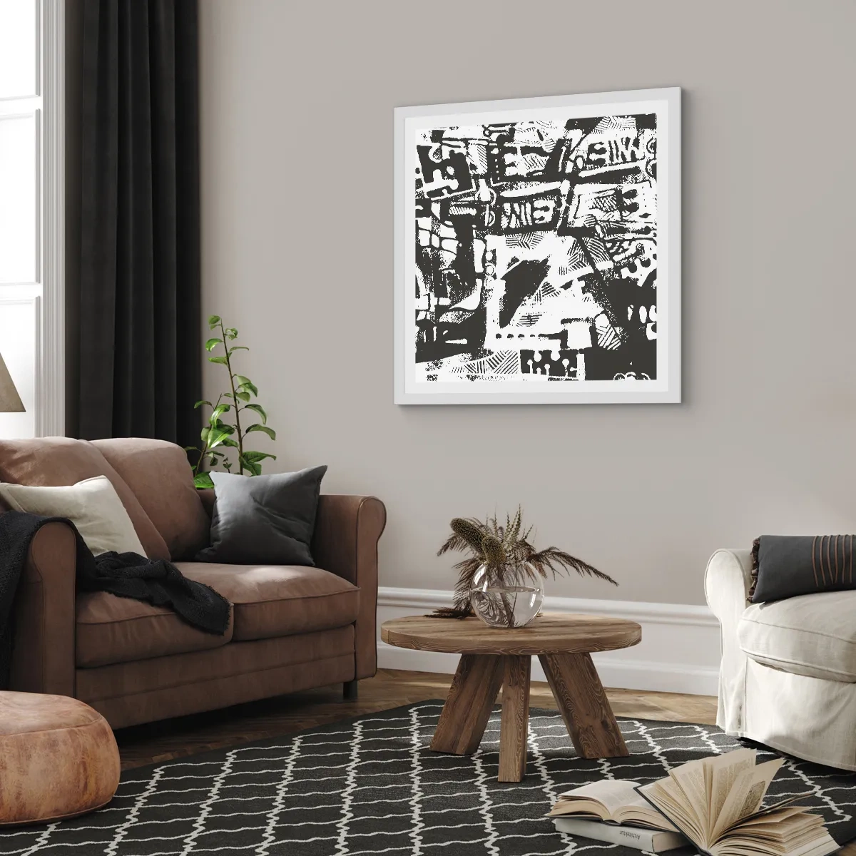 Plakat i hvid ramme - Orden eller kaos? - 30x30 cm