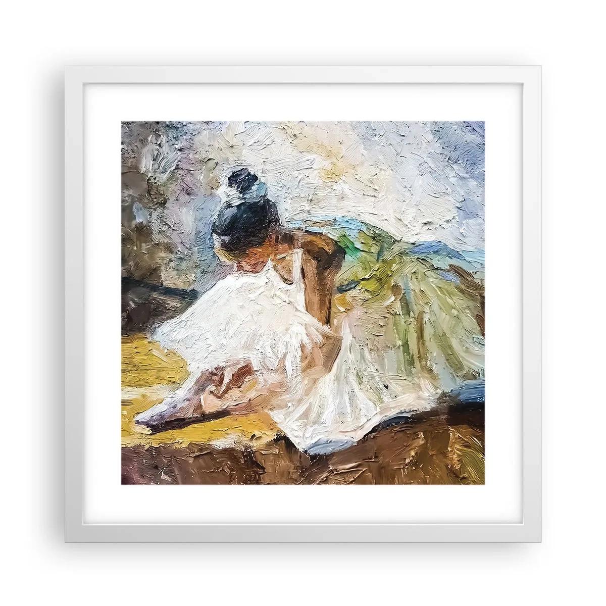 Plakat i hvid ramme - Fra et maleri af Degas - 40x40 cm