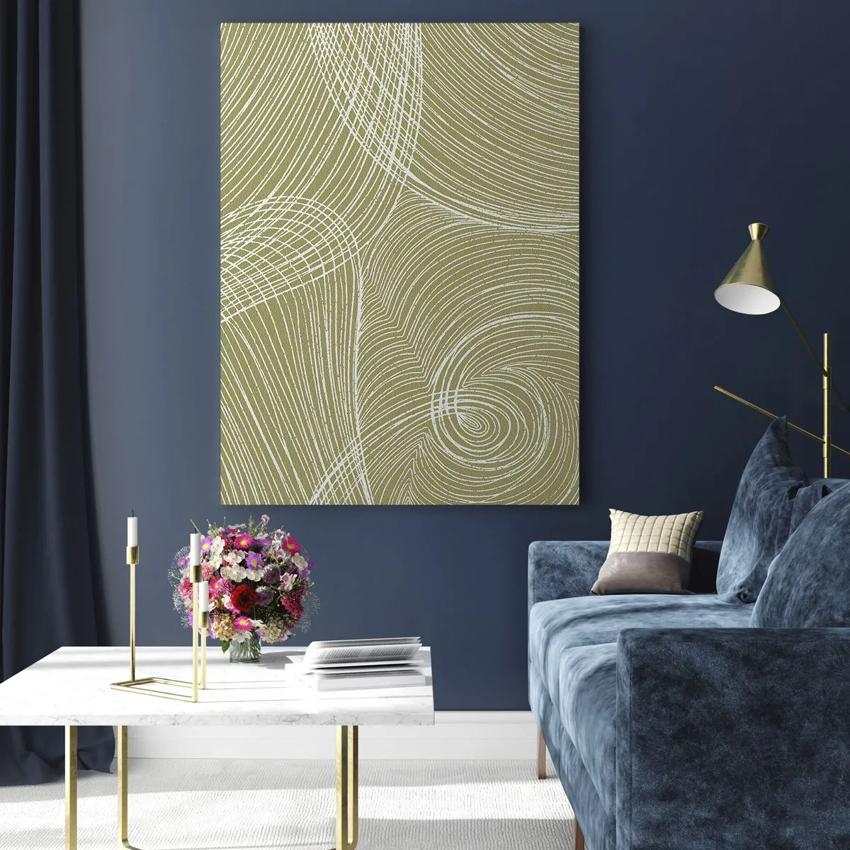 Billede på glas - Indviklet abstraktion i hvidt - 50x70 cm