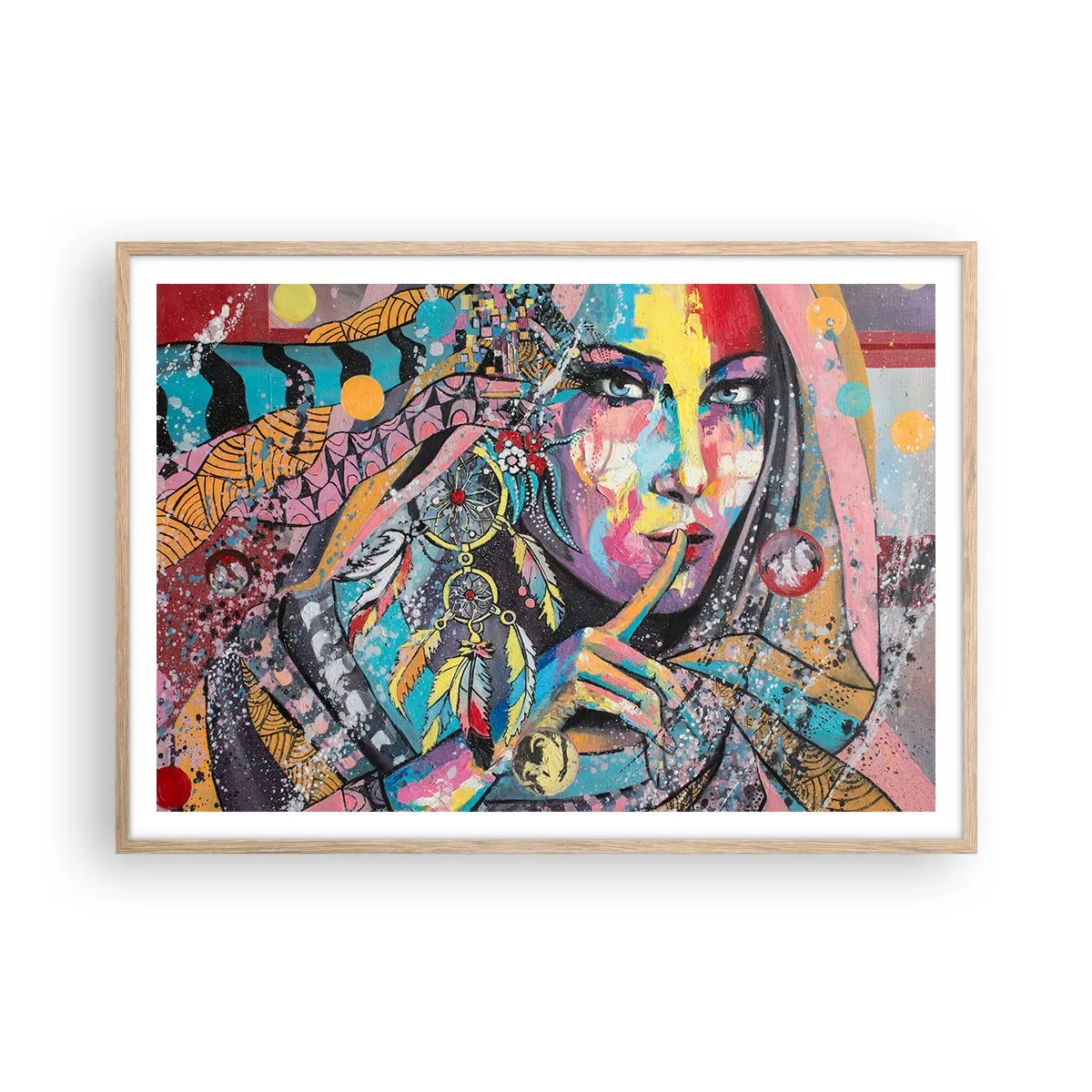 Plakat i ramme af lyst egetræ - Vær tavs, indtil du forstår - 100x70 cm