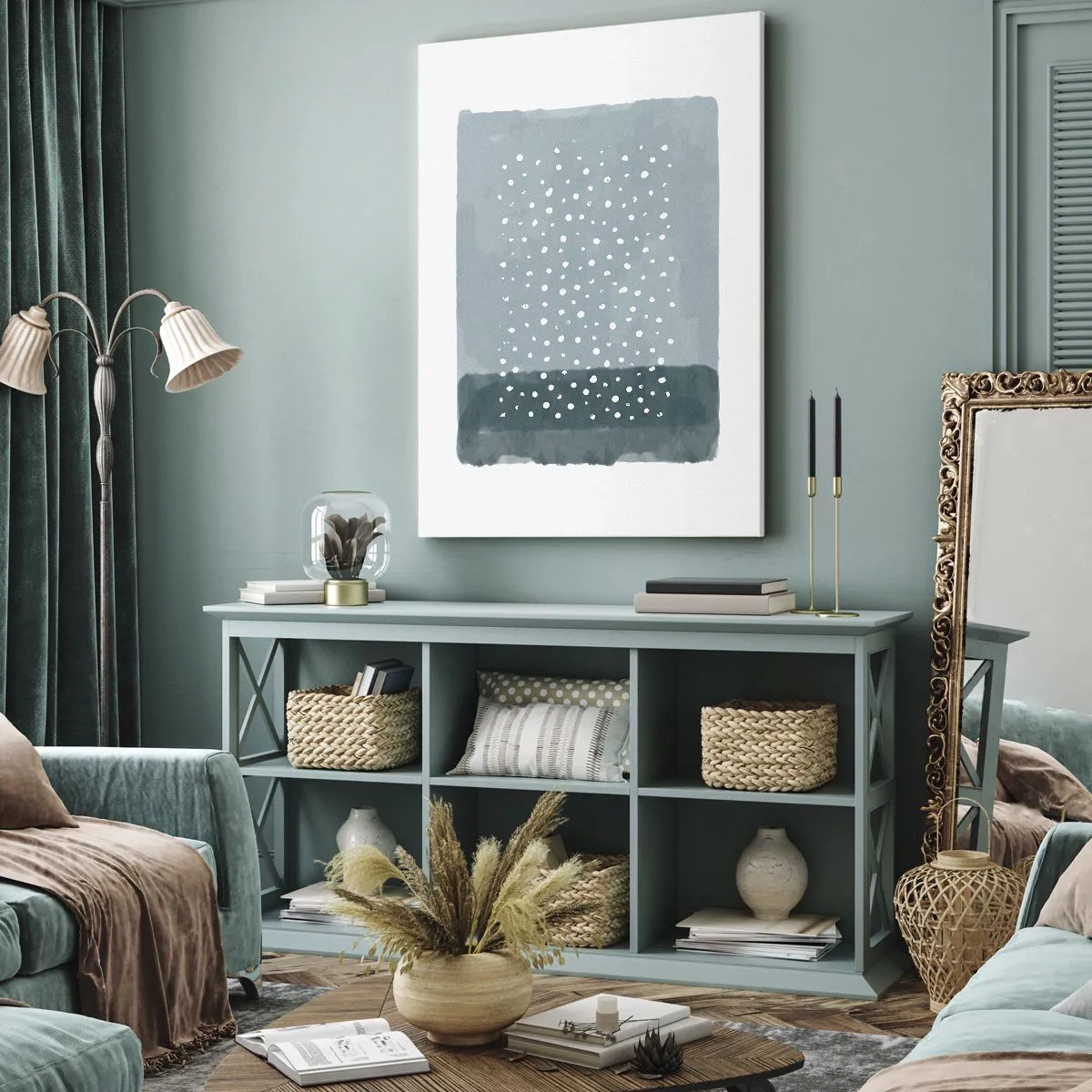 Lærredstryk - Billede på lærred - Dyrket i blåt - 50x70 cm