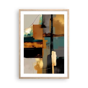 Plakat i ramme af lyst egetræ - Abstraktion - lys og skygge - 50x70 cm
