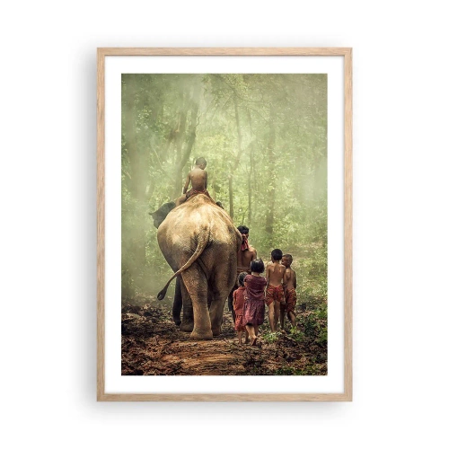Plakat i ramme af lyst egetræ - Den nye Junglebog - 50x70 cm