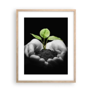 Plakat i ramme af lyst egetræ - Jeg elsker naturen, jeg beskytter den - 40x50 cm