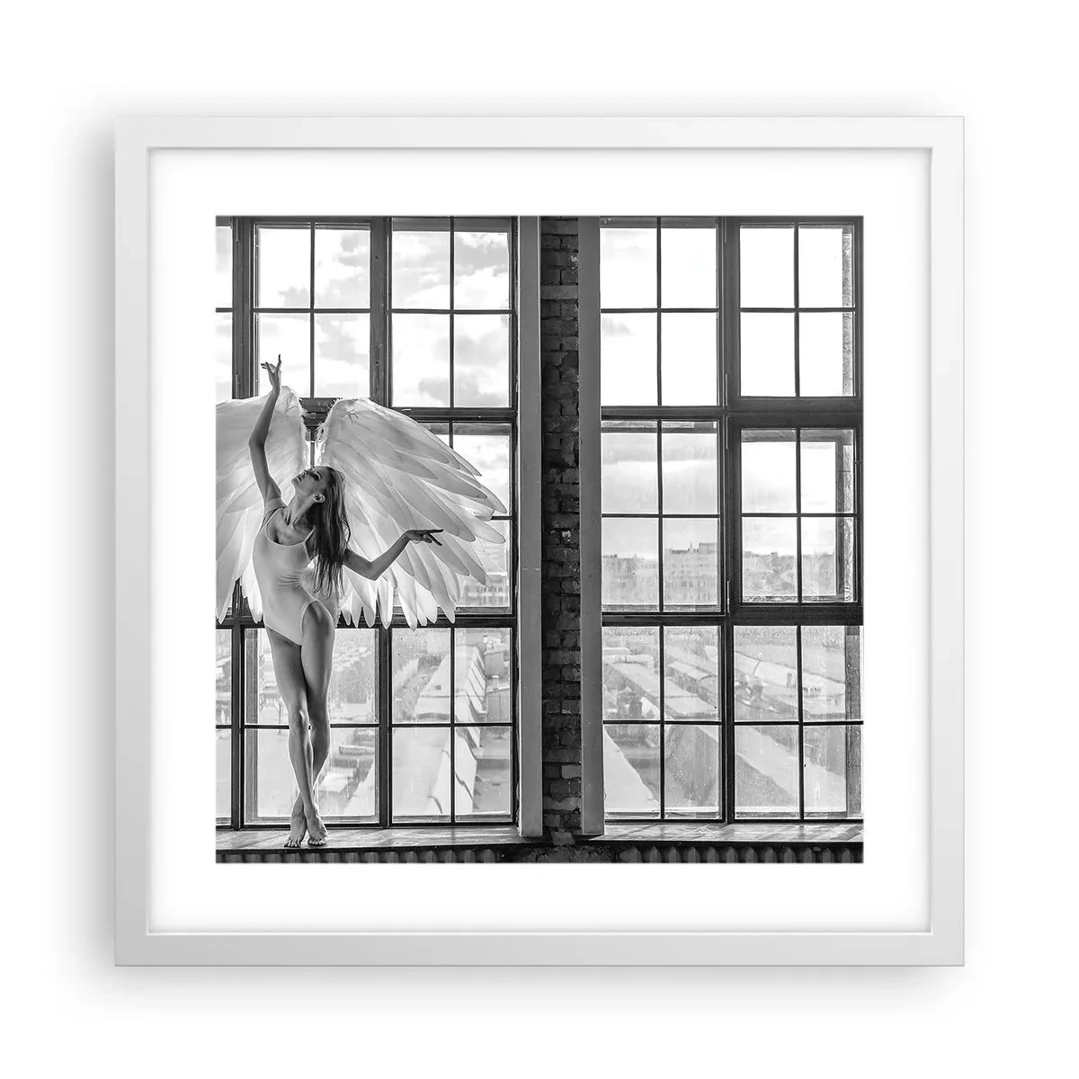 Plakat i hvid ramme - Englenes by? - 40x40 cm