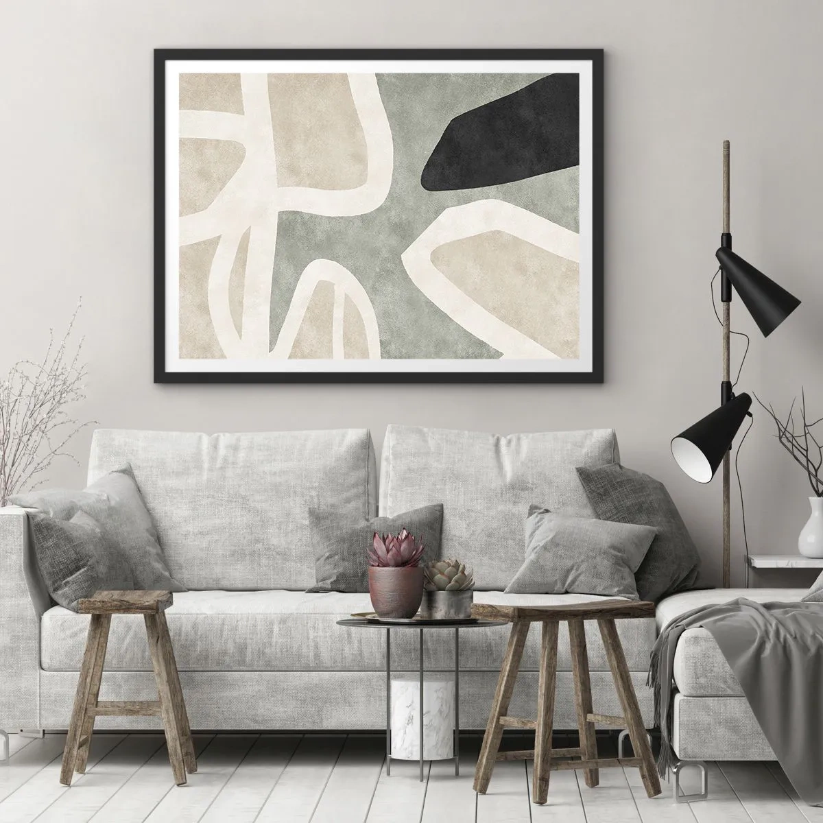 Plakat i sort ramme - Komposition med et sort tema - 40x30 cm