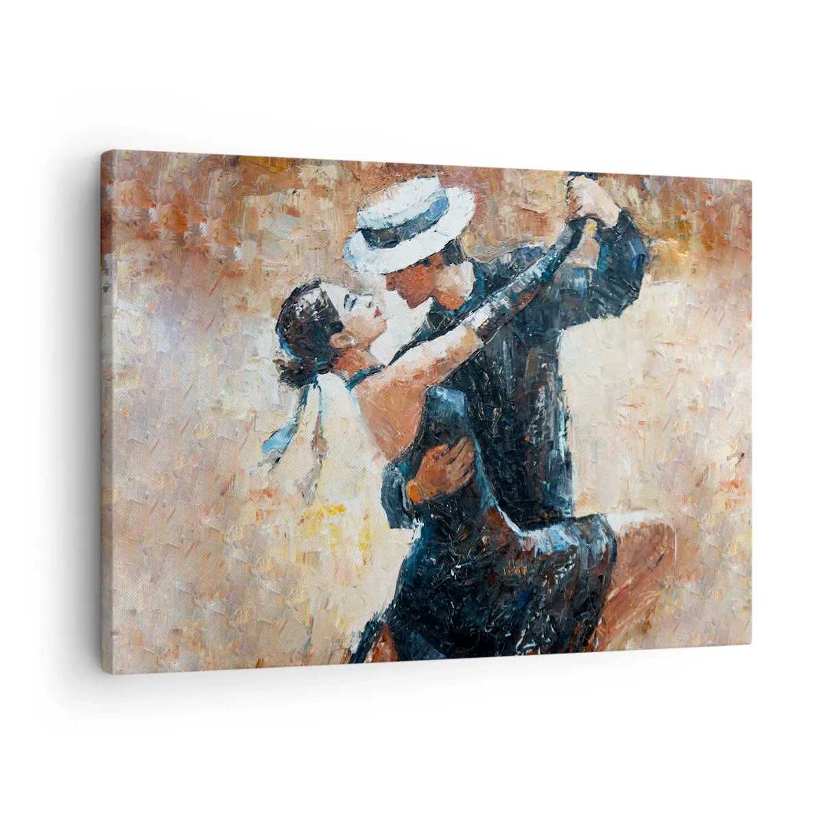 Lærredstryk - Billede på lærred - Et par danser tango i en romantisk, elegant stil - 70x50cm - A la Rudolf Valentino - Moderne vægdekoration til stue og soveværelse ARTTOR