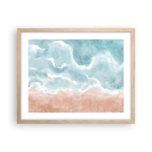 Plakat i ramme af lyst egetræ - Abstraktion af skyer - 50x40 cm