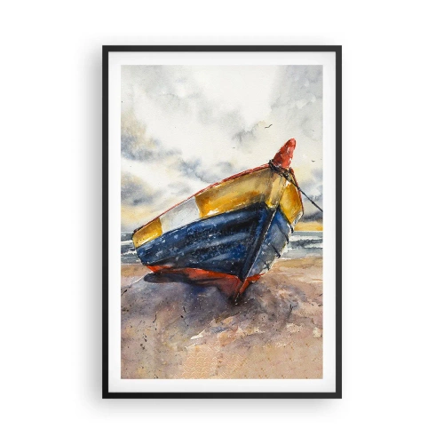 Plakat i sort ramme - Hvile på stranden - 61x91 cm