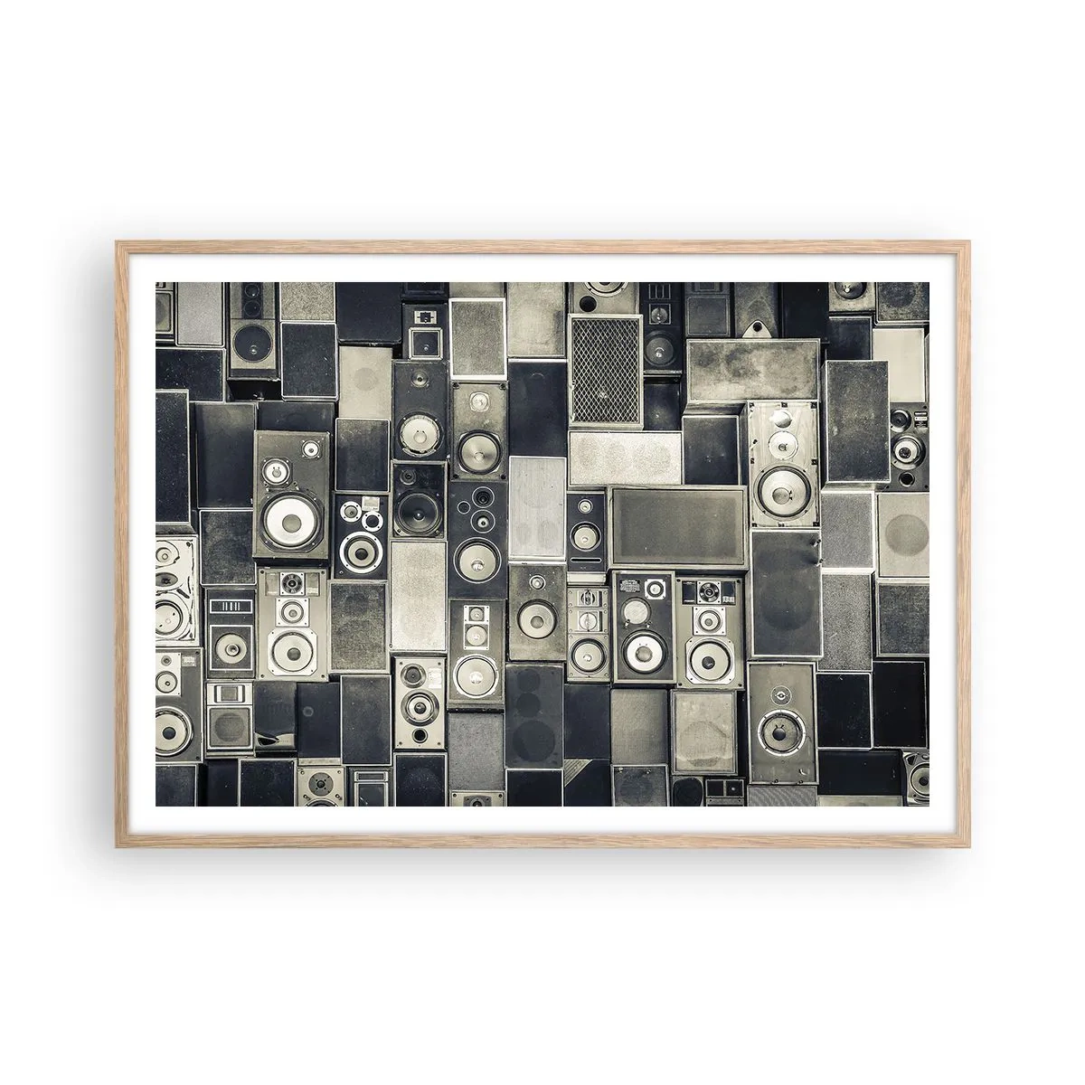 Plakat i ramme af lyst egetræ - Og alt er i orden - 100x70 cm